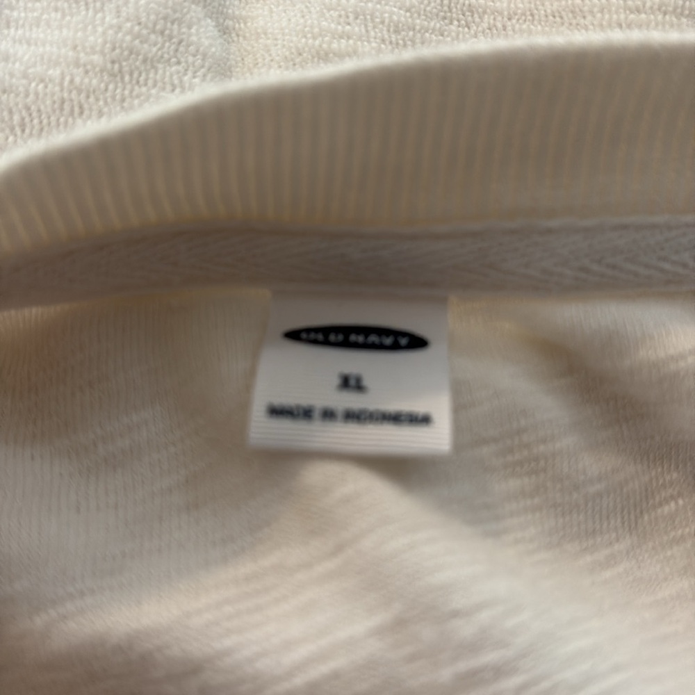 Old Navy Live By The Sun Sweatshirt XL Cream Cropped Graphic Pullover - Picture 6 of 6